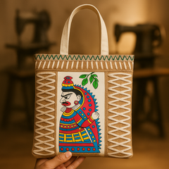 Ethnic Warrior Art Jute Tote – Handcrafted Elegance