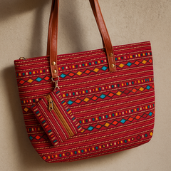 Handcrafted Tribal Pattern Tote Bag – Ethnic Shoulder Bag for Women