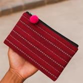 Scarlet Stitch Handwoven Jute Zipper Pouch