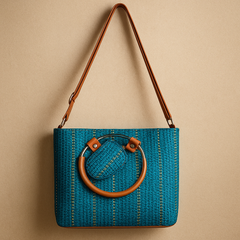 Teal Blue Handcrafted Mini Tote Bag – Sling Handbag for Women