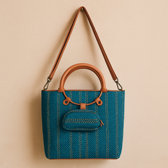 Teal Blue Handcrafted Mini Tote Bag – Sling Handbag for Women