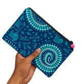 Azure Seahorse Handcrafted Cotton Zipper Pouch