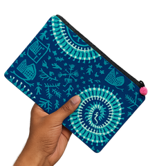 Azure Seahorse Handcrafted Cotton Zipper Pouch