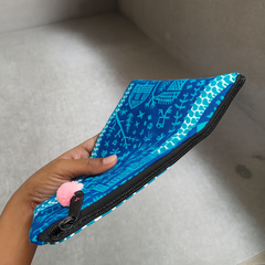 Azure Seahorse Handcrafted Cotton Zipper Pouch