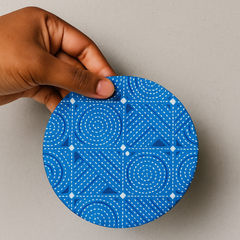 Azure Spiral Handcrafted Cotton Coin Pouch