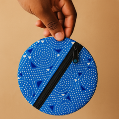 Azure Spiral Handcrafted Cotton Coin Pouch