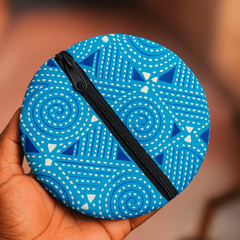 Azure Spiral Handcrafted Cotton Coin Pouch