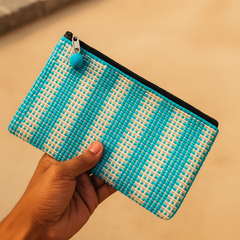 Aqua Weave Handcrafted Jute Zipper Pouch