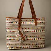 Tribal Pattern Cotton Tote Bag with Coin Pouch