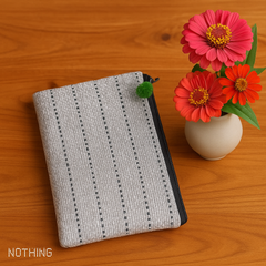 Silver Striped Jute Zipper Pouch