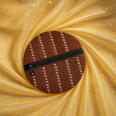Rust Brown Round Jute Zipper Pouch