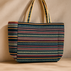 Ethnic Elephant Embroidered Jute Tote Bag