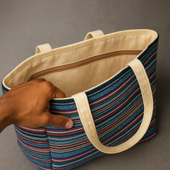 Ethnic Elephant Embroidered Jute Tote Bag