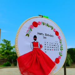 Handmade Birthday Calendar Hoop – December Theme