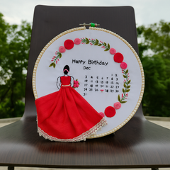 Handmade Birthday Calendar Hoop – December Theme