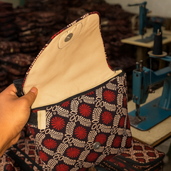 Elegant Block Print Sling Bag with Mandala Accent