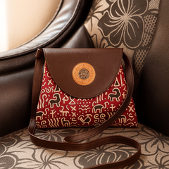Maroon Tribal Flap Sling Bag – Faux Leather Charm