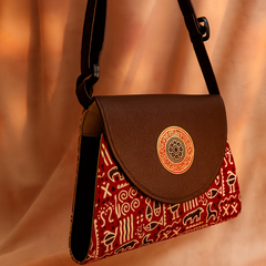 Maroon Tribal Flap Sling Bag – Faux Leather Charm