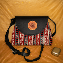 Ethnic Stripe Flap Sling Bag – Maroon & Black