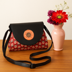 Mini Mandala Flap Sling Bag – Maroon Delight