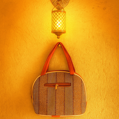 Textured Jute-Style Handbag – Tan Brown Finish