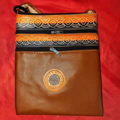 Brown Faux Leather Tribal Sling Pouch