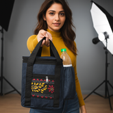 Handbag – Floral Embroidered with Side Bottle Holder