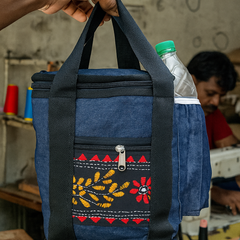 Handbag – Floral Embroidered with Side Bottle Holder