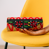 Vibrant Red Tribal Clutch – Handcrafted Ethnic Embroidery