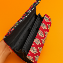 Vibrant Red Tribal Clutch – Handcrafted Ethnic Embroidery