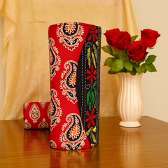 Ethnic Floral Embroidered Clutch – Red & Black Handmade Purse