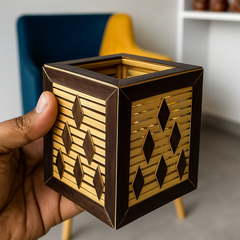 Geometric Bamboo Accent Box – Handcrafted Elegance