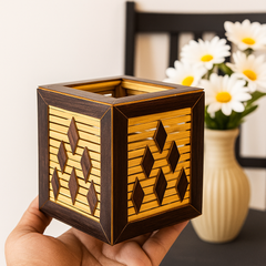 Geometric Bamboo Accent Box – Handcrafted Elegance