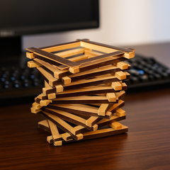 Modern Stacked Bamboo Pen Holder – Eco Chic Design