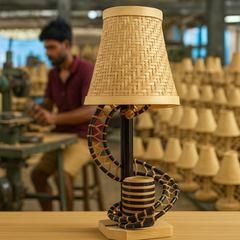 Artisan Bamboo Spiral Table Lamp – Handcrafted Elegance