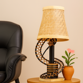 Artisan Bamboo Spiral Table Lamp – Handcrafted Elegance