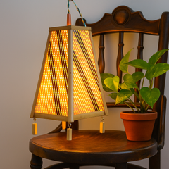 Classic Tapered Bamboo Hanging Lamp – Handwoven Elegance