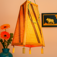 Classic Tapered Bamboo Hanging Lamp – Handwoven Elegance