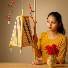 Classic Tapered Bamboo Hanging Lamp – Handwoven Elegance