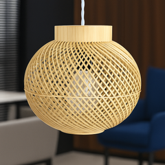 Spiral Weave Bamboo Pendant Light – Minimalist Artistic Lamp