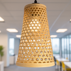 Woven Cone Bamboo Lampshade – Sleek Minimalist Style