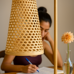Woven Cone Bamboo Lampshade – Sleek Minimalist Style