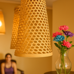 Woven Cone Bamboo Lampshade – Sleek Minimalist Style