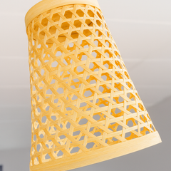 Elegant Cone Bamboo Pendant Lamp – Handwoven Beauty
