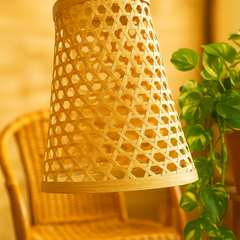 Elegant Cone Bamboo Pendant Lamp – Handwoven Beauty
