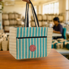 Blue Weave Daily Tote – Handloom Eco Carry Bag