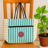 Blue Weave Daily Tote – Handloom Eco Carry Bag