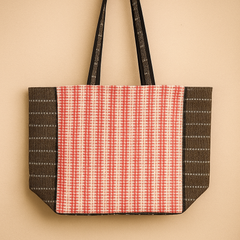 Cherry Check Handloom Tote – Red & Brown Everyday Bag
