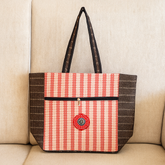 Cherry Check Handloom Tote – Red & Brown Everyday Bag