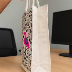 Pink Elephant Block Print Canvas Bag